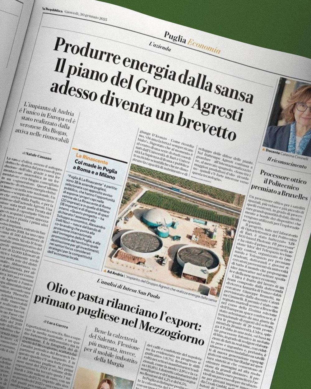Agroenergy su La Repubblica: un modello di agricoltura innovativa e circolare